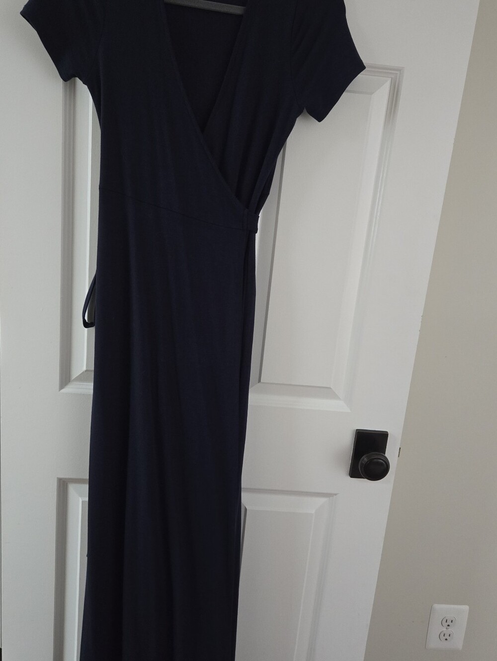 Lulus Navy Blue Short Sleeve Maxi Wrap Dress Small